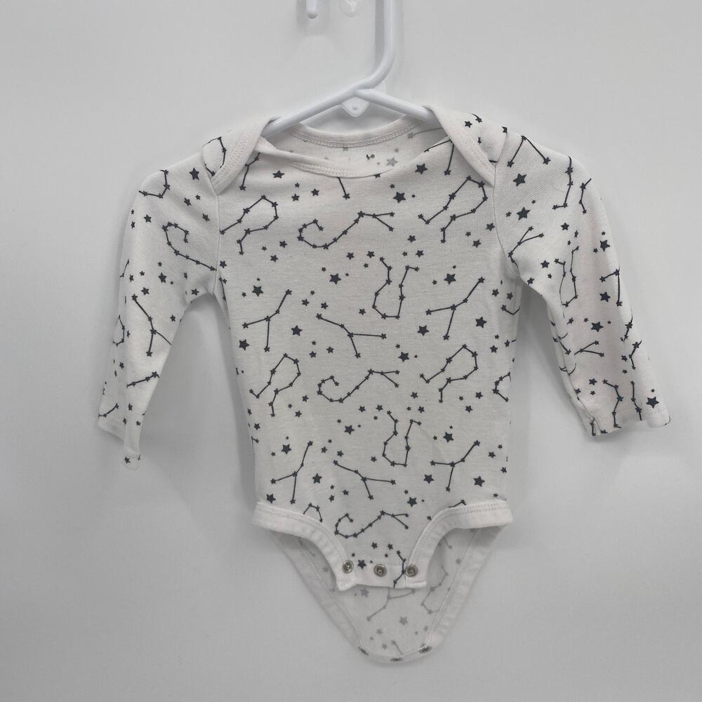 Hanes Bodysuit Star Constellations Print White Long Sleeve 12 months